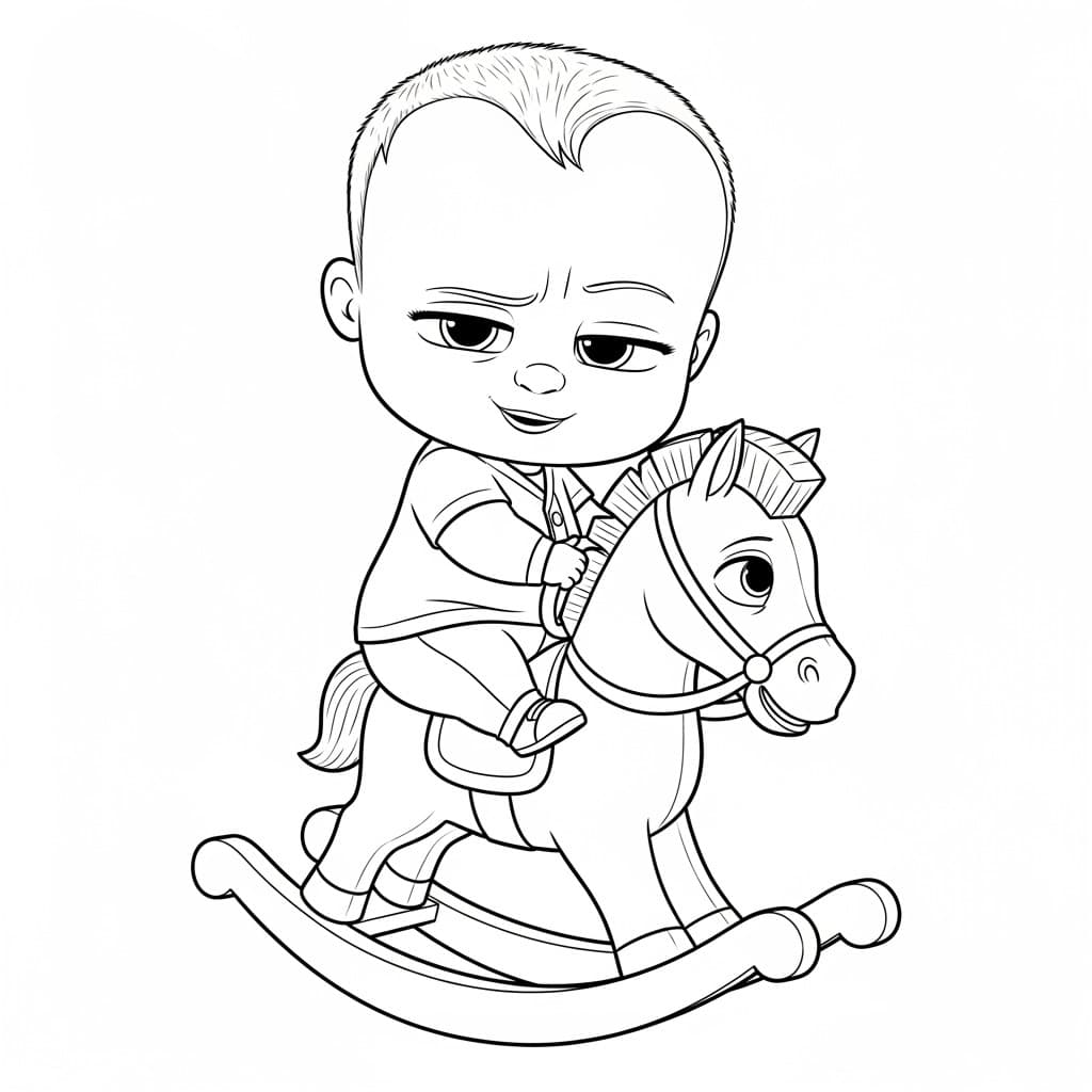 Boss Baby Leuke zwart-wit tekening van Boss Baby om zelf in te kleuren.