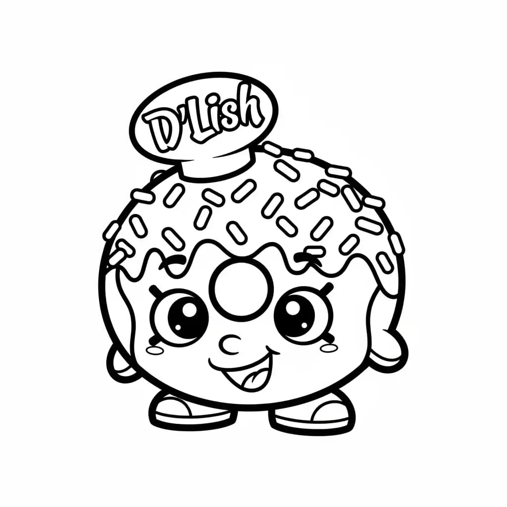 Shopkins Kleurplaat van Shopkins met een vrolijk en creatief thema om in te kleuren.