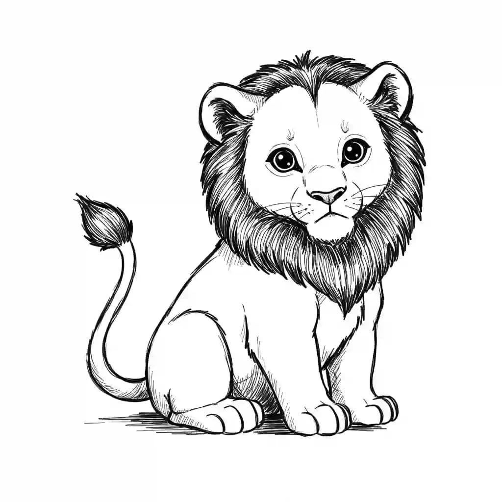 Lion King Kleurplaat van Lion King met een avontuurlijk savanne-thema om in te kleuren.