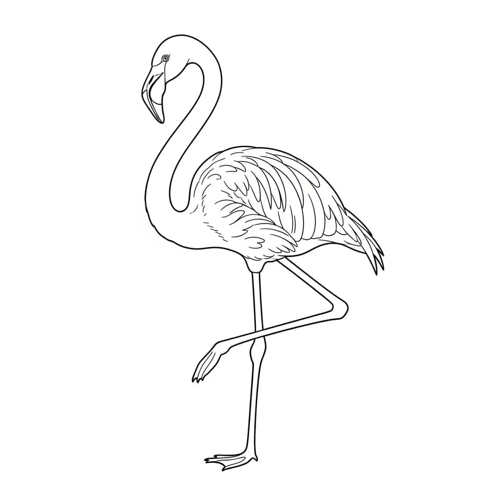 Flamingo Een creatieve kleurplaat van een flamingo in zwart-wit.