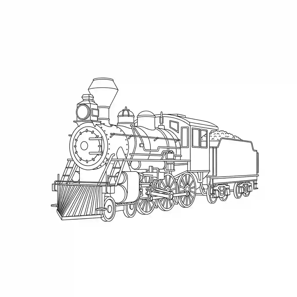 Trein Kleurplaat van een trein met een leuk en creatief ontwerp om zelf in te kleuren.