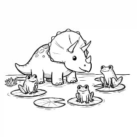 Dinosaurus Een schattige en eenvoudige dinosaurus kleurplaat om in te kleuren.