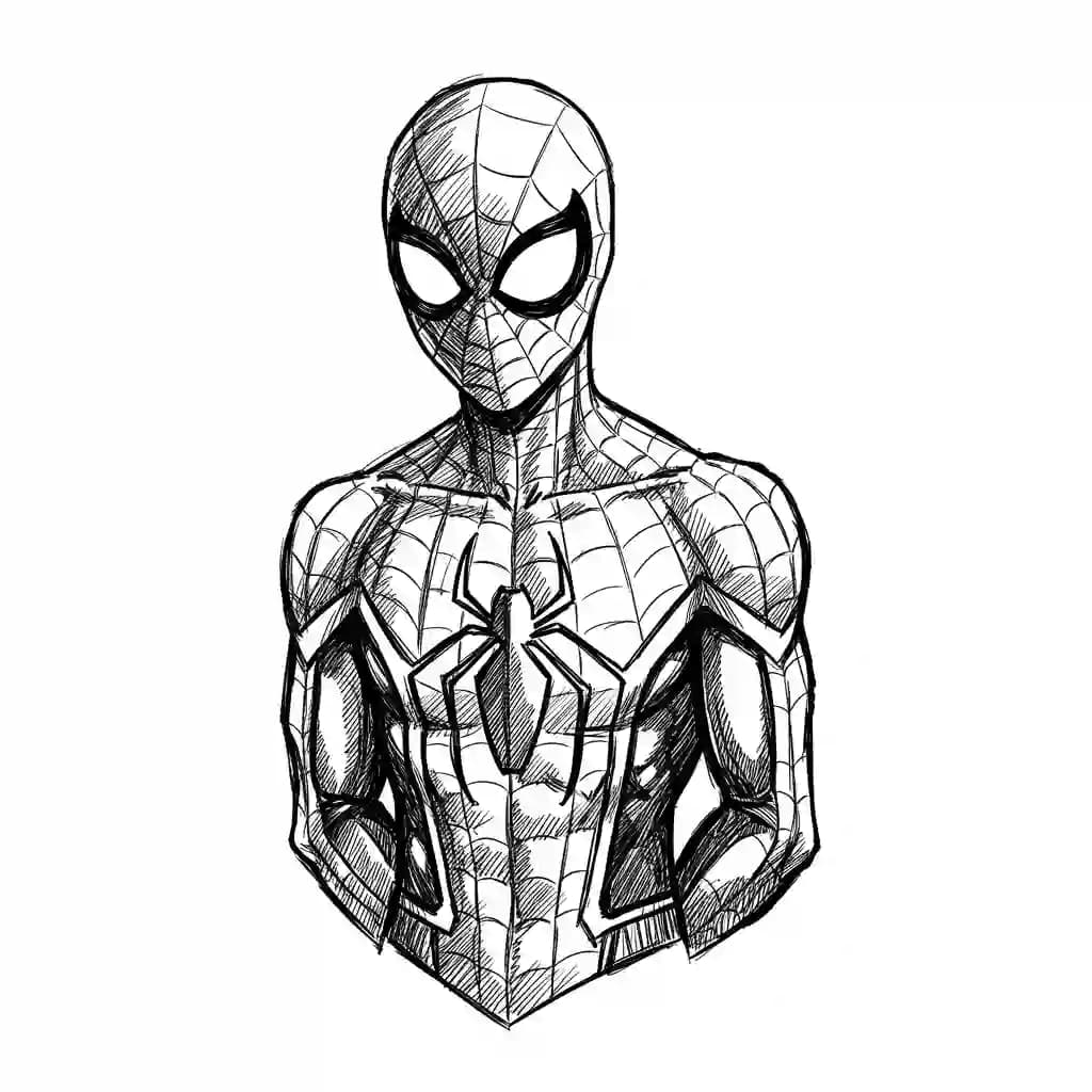 Spiderman Kleurplaat van Spiderman met een stoer superhelden thema om zelf in te kleuren.