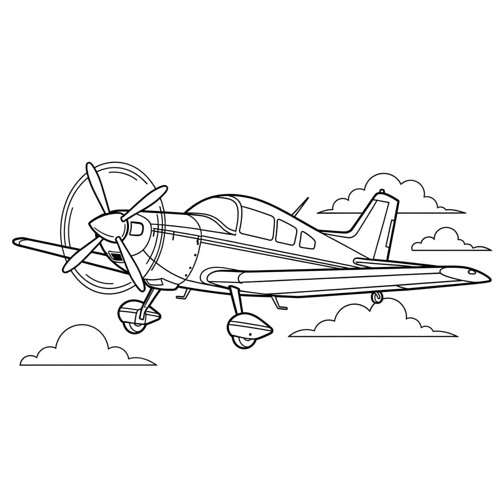 Vliegtuig kleurplaat Een kleurplaat van een Vliegtuig die klaar is om ingekleurd te worden door kinderen en volwassenen.