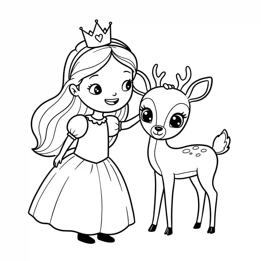 Prinses met kroon Kleurplaat van een prinses met kroon uit de categorie Prinsessen om in te kleuren.