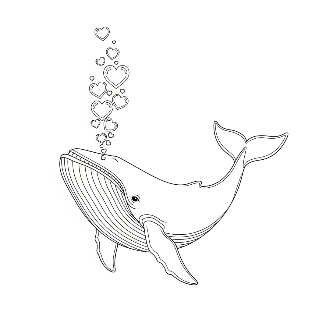 Walvis Kleurplaat van een Walvis die kinderen en volwassenen creatief kunnen inkleuren.