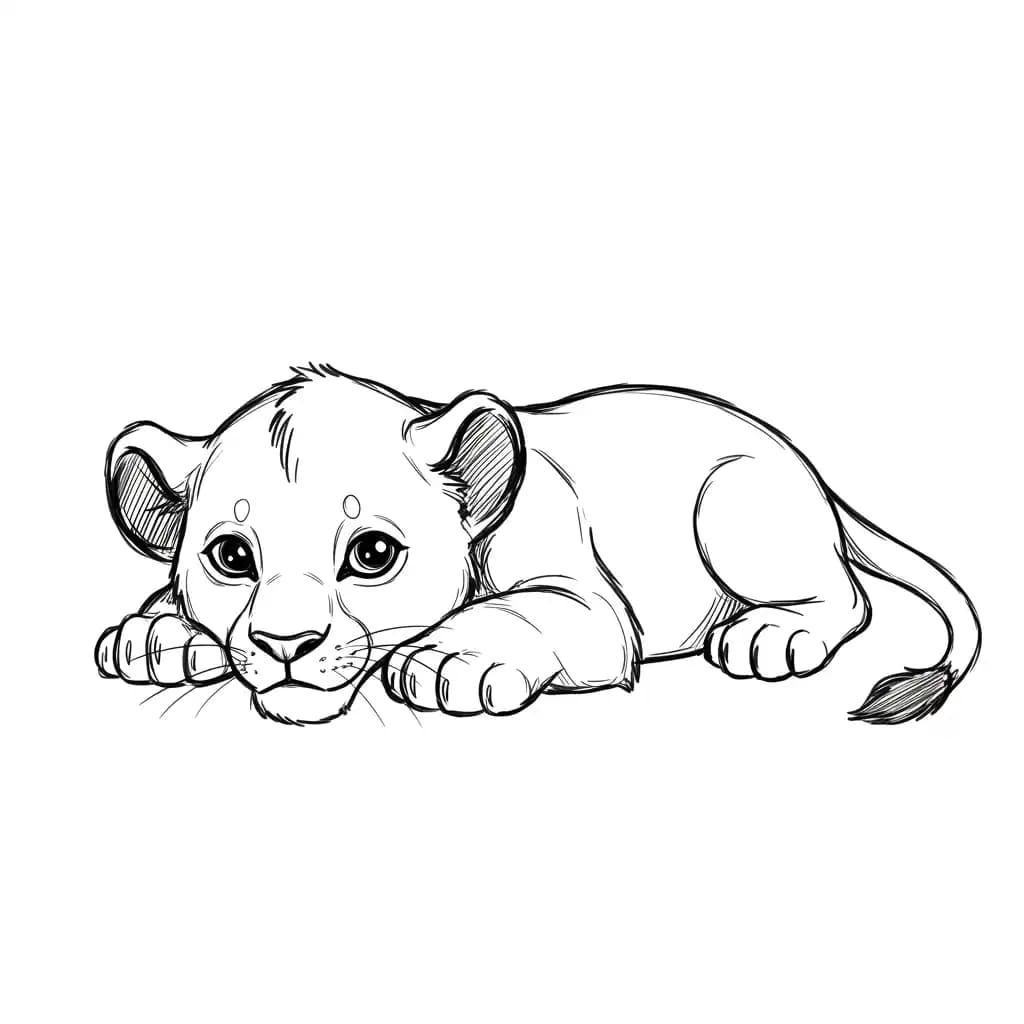 Lion King Kleurplaat van Lion King met een avontuurlijk savanne-thema om in te kleuren.