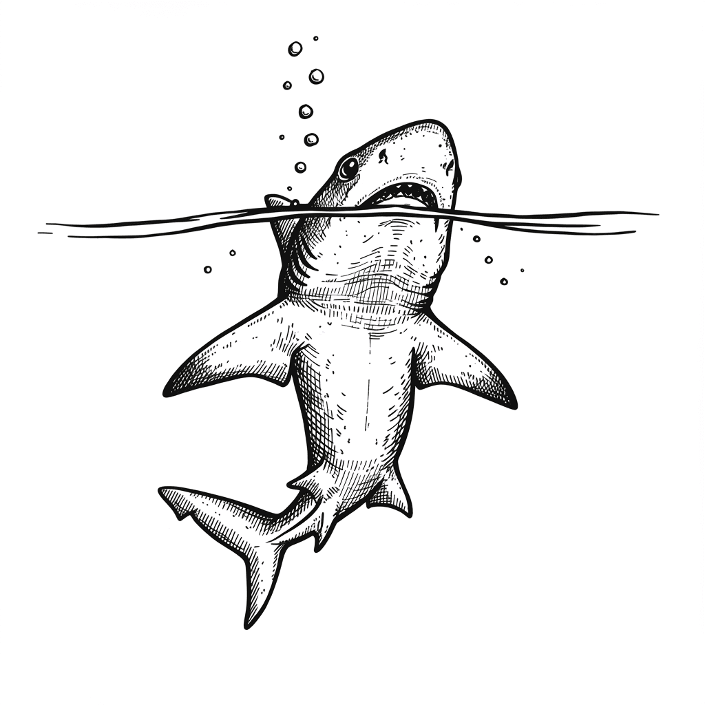 Haai Leuke kleurplaat van een Haai om thuis te printen en in te kleuren.