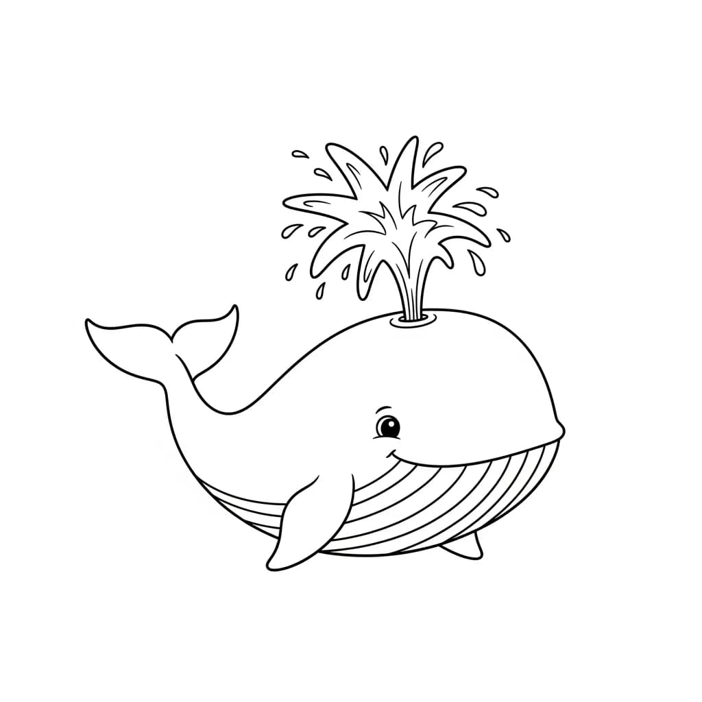 Walvis Kleurplaat van een Walvis die kinderen en volwassenen creatief kunnen inkleuren.