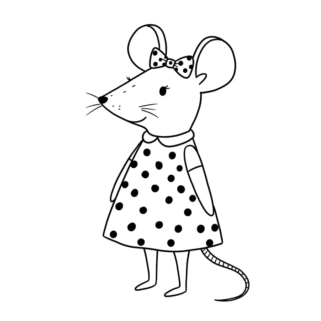 Muis Kleurplaat van een schattige muis die ideaal is om in te kleuren door kinderen en volwassenen.