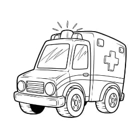 Ambulance Kleurplaat Zwart-witte tekening van een ambulance om gratis te downloaden en in te kleuren.