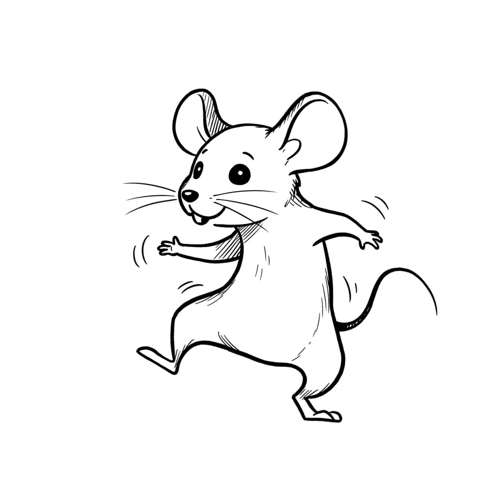 Muis Kleurplaat van een schattige muis die ideaal is om in te kleuren door kinderen en volwassenen.