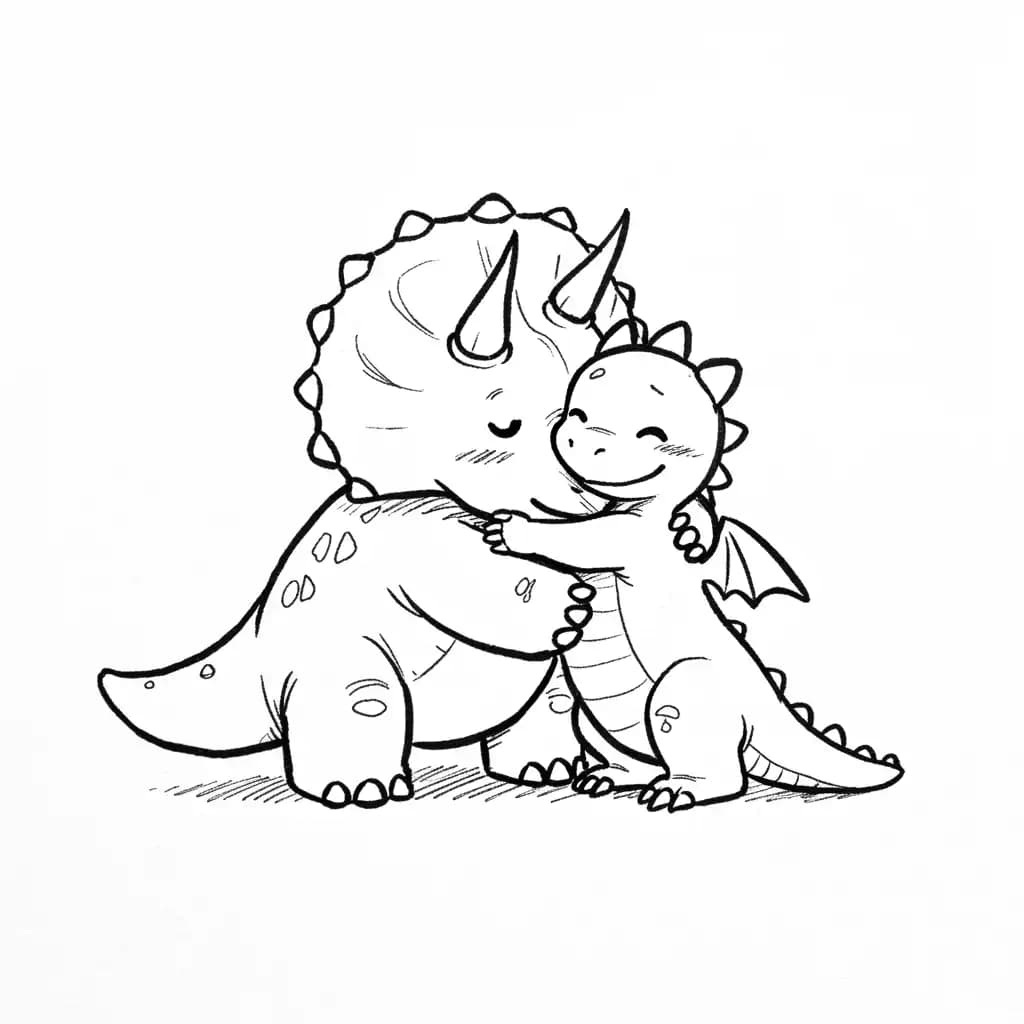 Dinosaurus Een schattige en eenvoudige dinosaurus kleurplaat om in te kleuren.