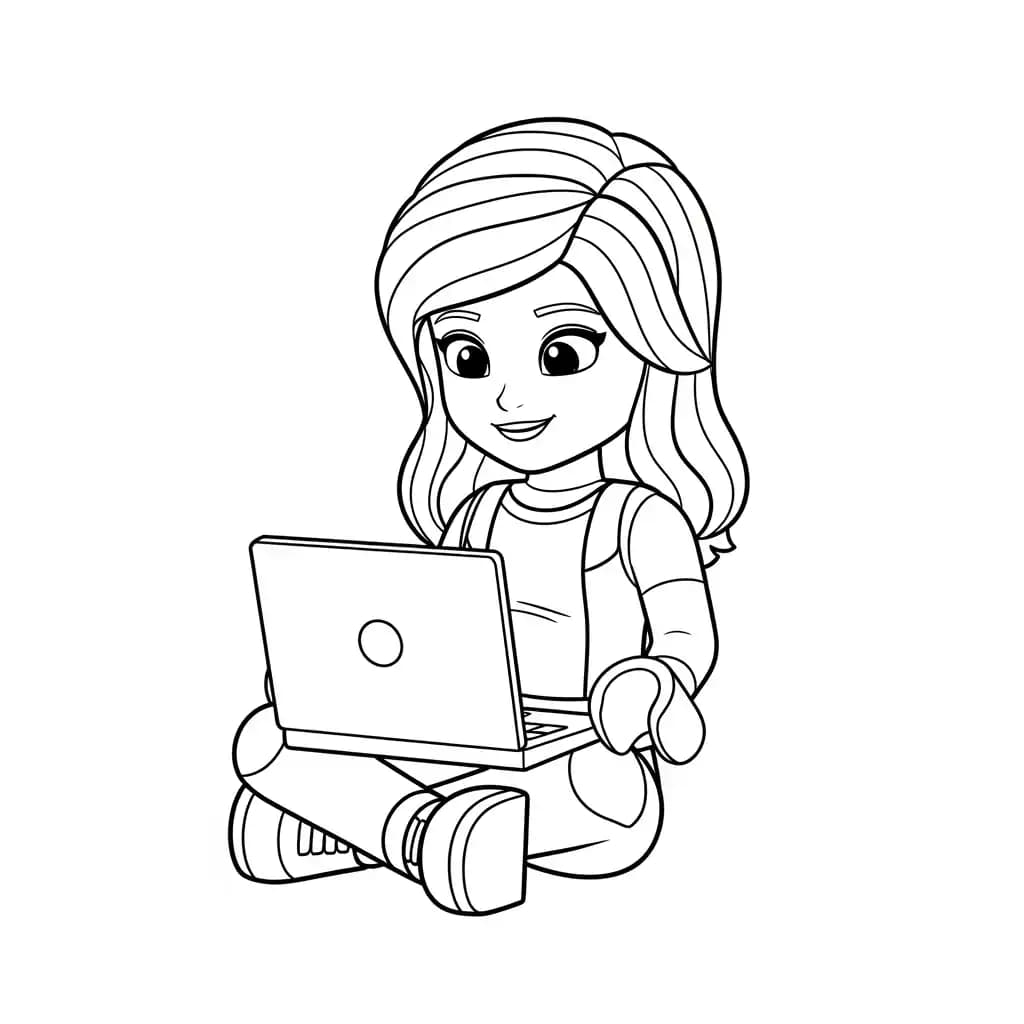Lego Friends Leuke Lego Friends kleurplaat met vrolijke personages om zelf creatief in te kleuren.