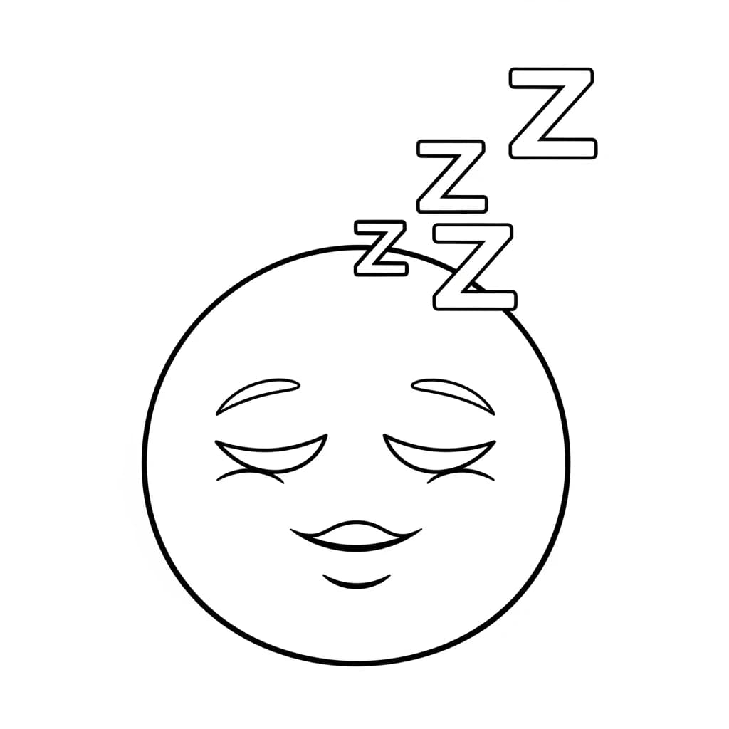 Emoji Kleurplaat van een eenvoudige Emoji-lijntekening om zelf creatief in te kleuren.