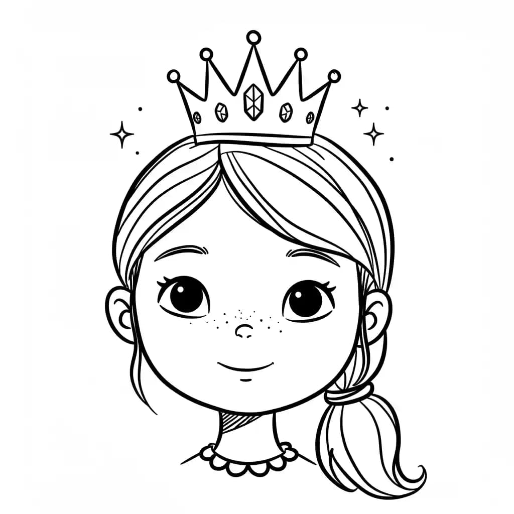 Prinses met kroon Kleurplaat van een prinses met kroon uit de categorie Prinsessen om in te kleuren.