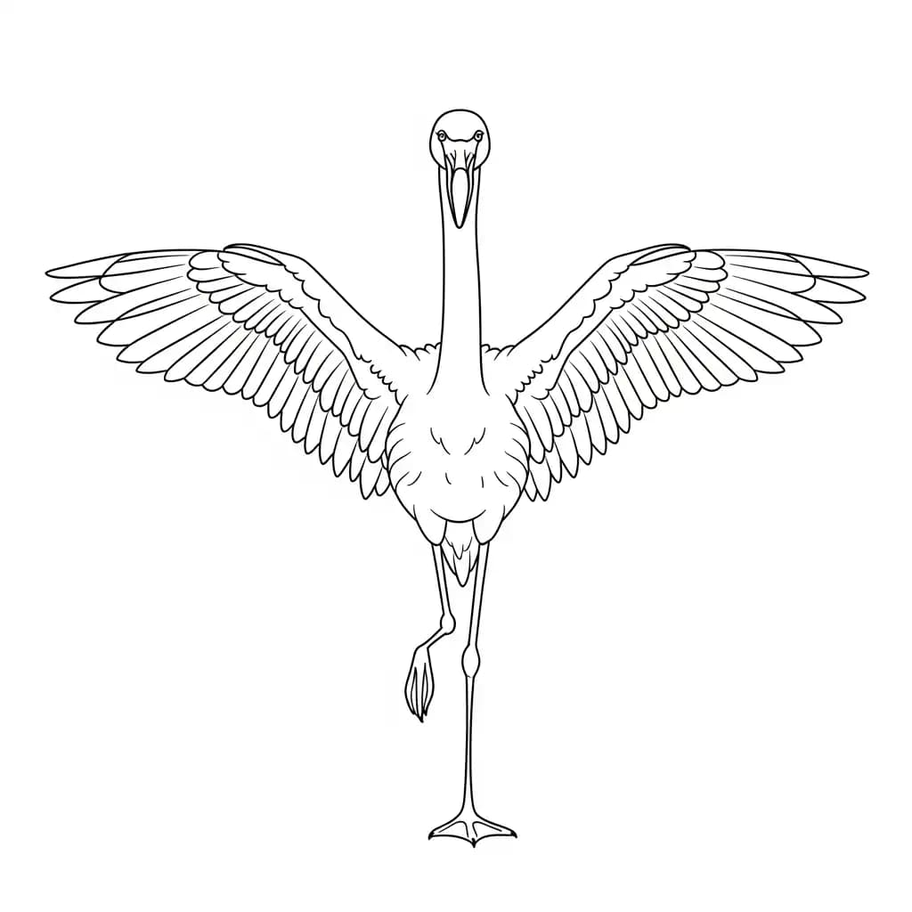 Flamingo Een mooie zwart-wit kleurplaat van een flamingo.