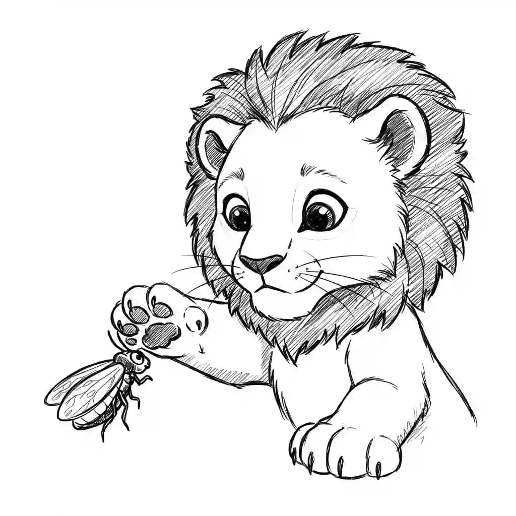 Lion King Gratis kleurplaat van Lion King met vrolijke savannefiguren om in te kleuren.