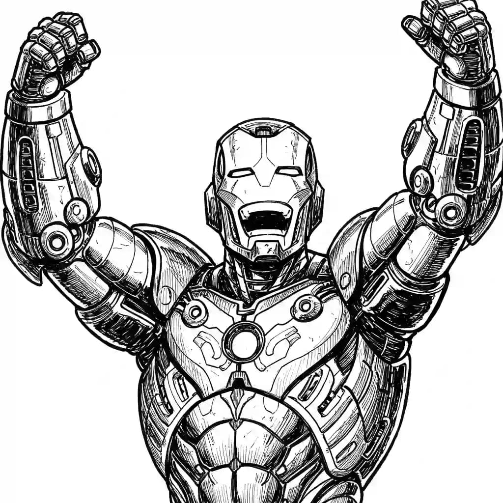 Iron Man Superheld Iron Man als kleurplaat om te printen en creatief in te kleuren.