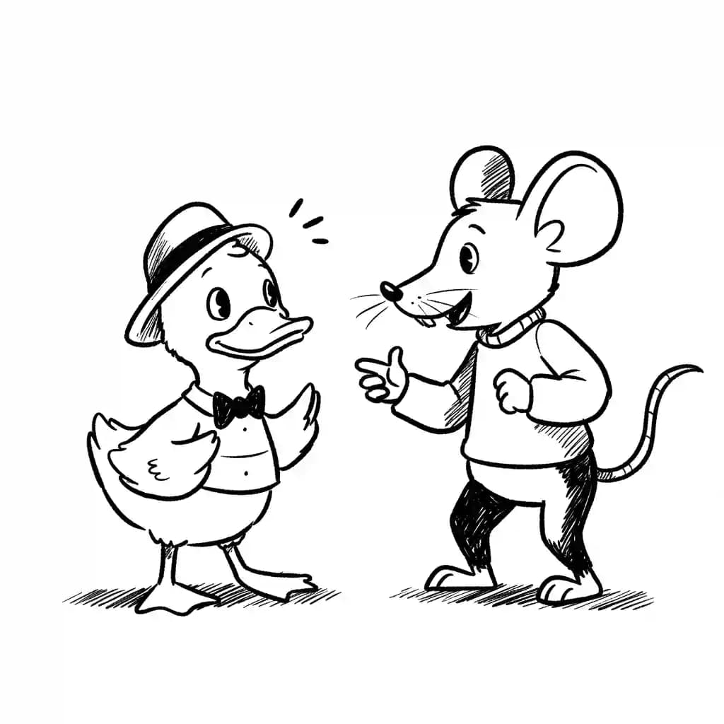 Muis Kleurplaat van een schattige muis die ideaal is om in te kleuren door kinderen en volwassenen.