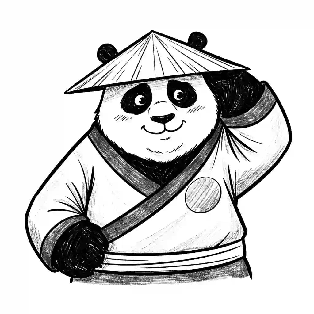 Kung Fu Panda Kleurplaat van Kung Fu Panda met een leuke en avontuurlijke scène om in te kleuren.