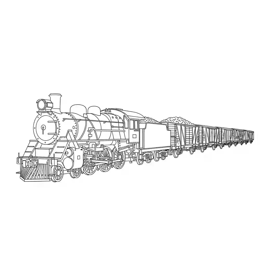 Trein Kleurplaat van een trein met een leuk en creatief ontwerp om zelf in te kleuren.