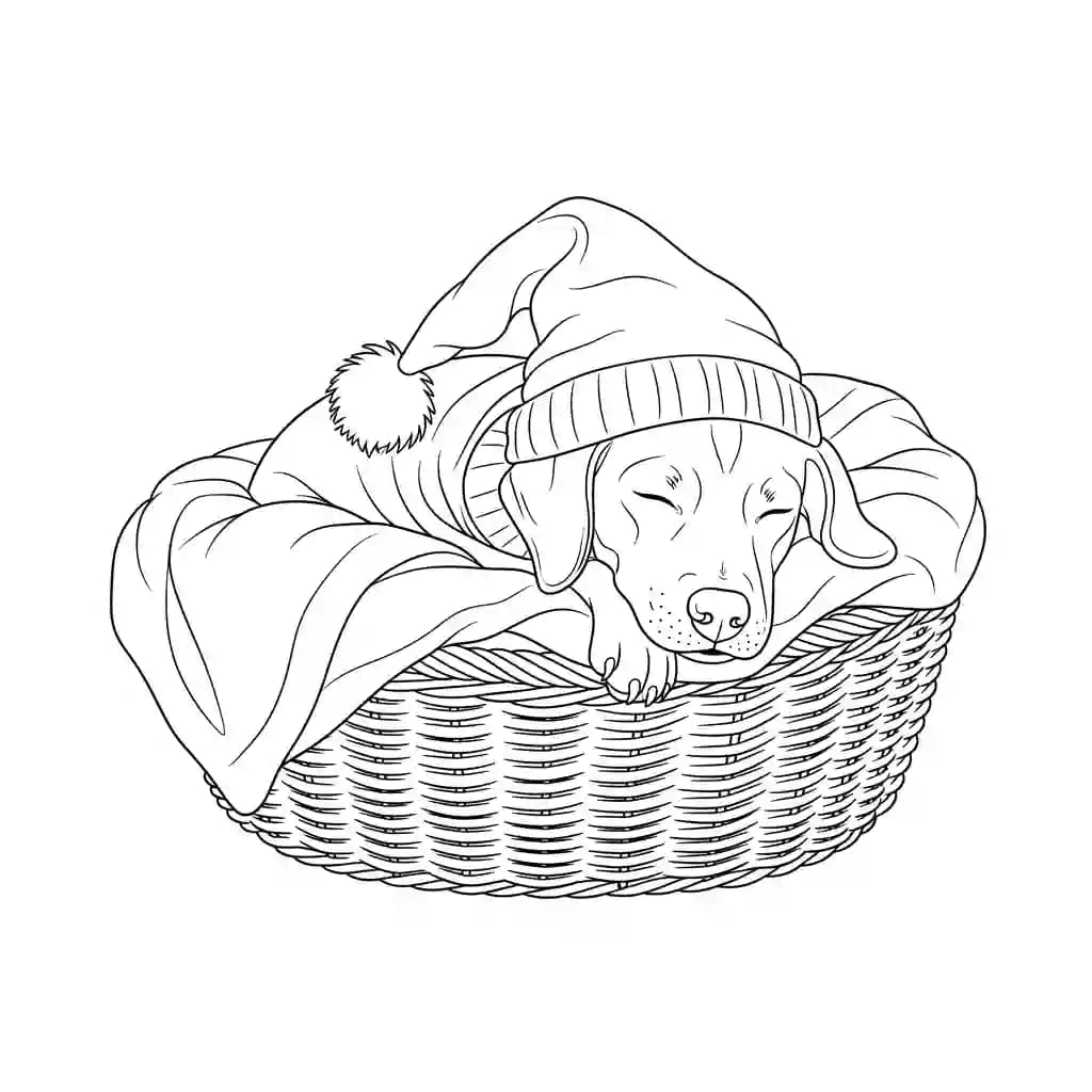 Hond Een vrolijke hond op een kleurplaat, klaar om ingekleurd te worden.