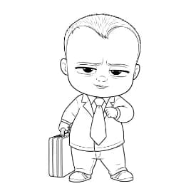 Boss Baby Kleurplaat Grappige zwart-wit afbeelding van Boss Baby in pak, ideaal om in te kleuren.