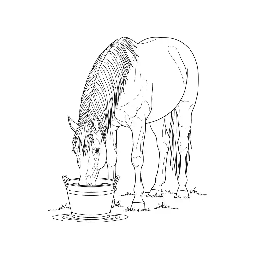 Paard Kleurplaat van een paard die eenvoudig te printen en in te kleuren is.
