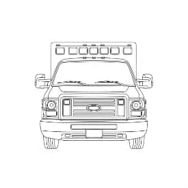 Ambulance Kleurplaat Zwart-witte tekening van een ambulance om gratis te downloaden en in te kleuren.