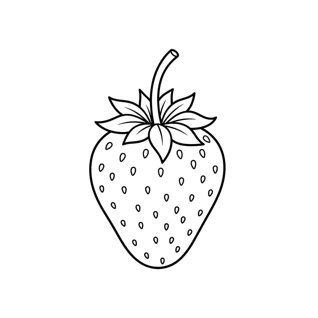 Aardbeienkleurplaat schets kleurplaat van een grote aardbei met duidelijke contouren om in te kleuren