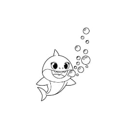 Baby Shark Vrolijke kleurplaat van Baby Shark die kinderen en volwassenen kunnen inkleuren.