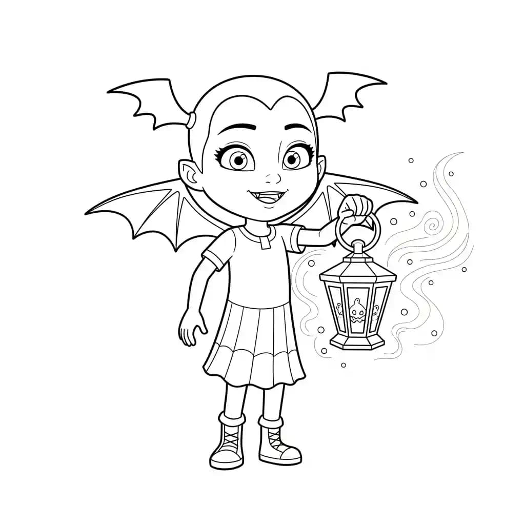 Vampirina Kleurplaat van Vampirina met een vrolijk en speels thema om in te kleuren.