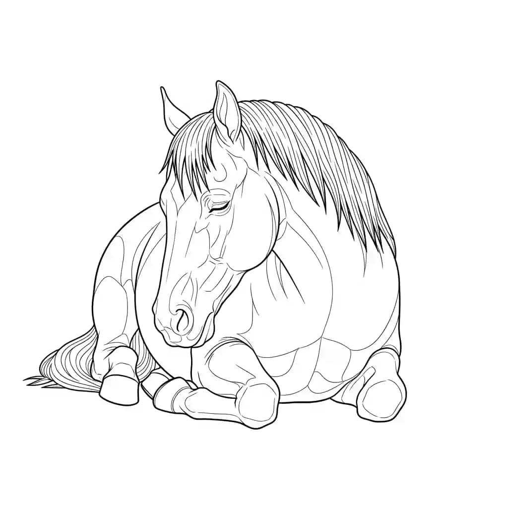 Paard Kleurplaat van een paard die eenvoudig te printen en in te kleuren is.
