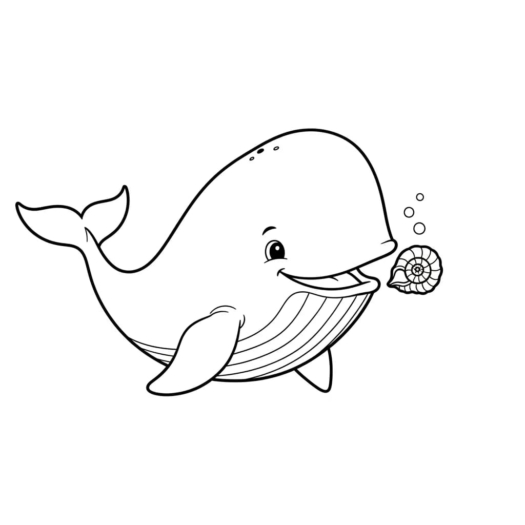 Walvis Kleurplaat van een Walvis die kinderen en volwassenen creatief kunnen inkleuren.