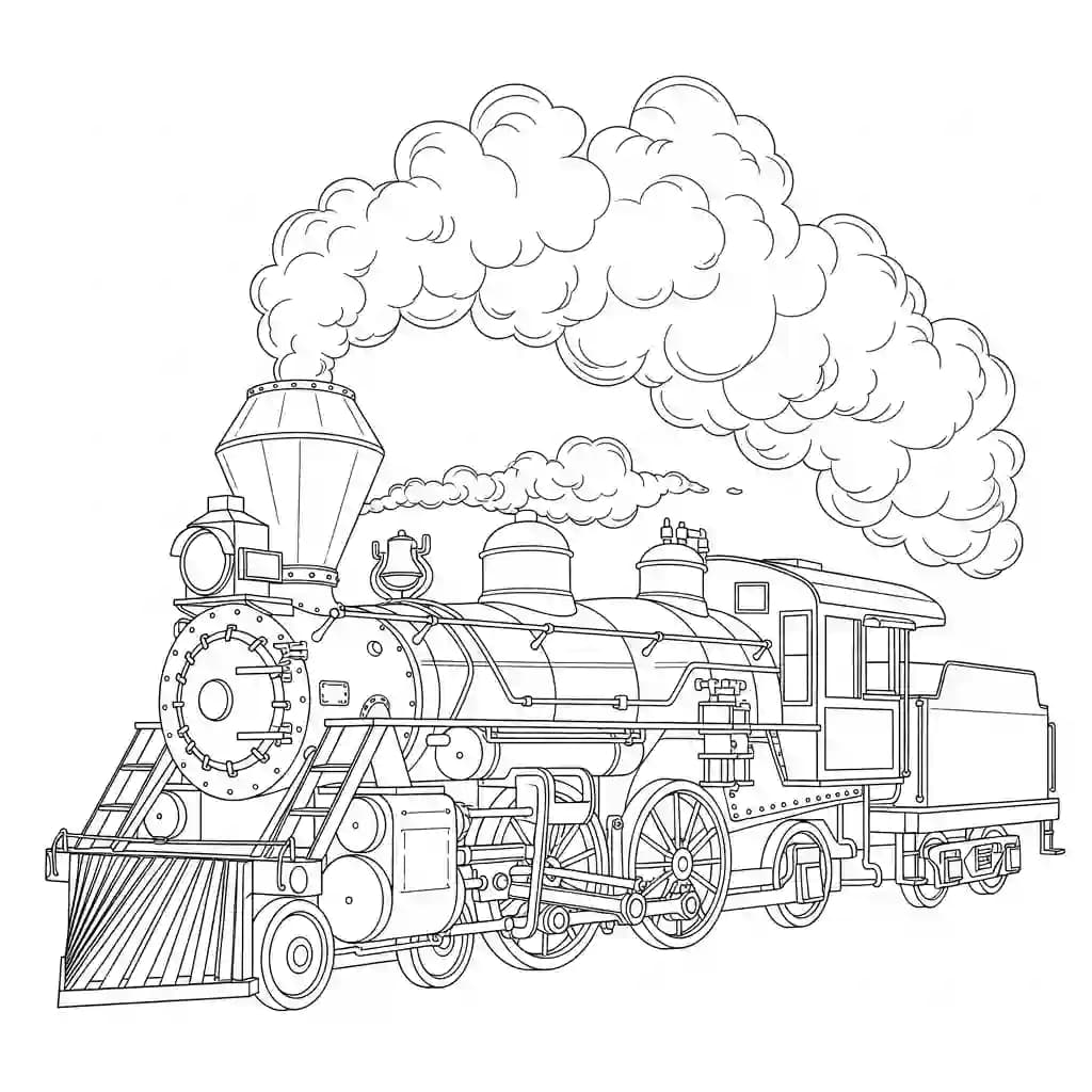 Trein Kleurplaat van een trein met een leuk en creatief ontwerp om zelf in te kleuren.