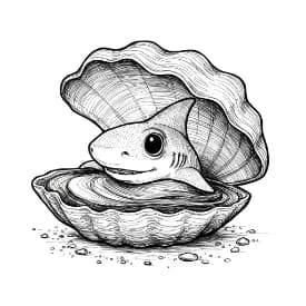 Haai Kleurplaat Kleurplaat van een zwemmende Haai in zwart-wit, klaar om in te kleuren.