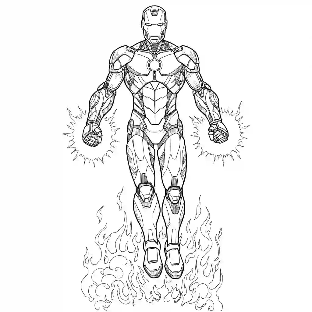 Iron Man Superheld Iron Man als kleurplaat om te printen en creatief in te kleuren.