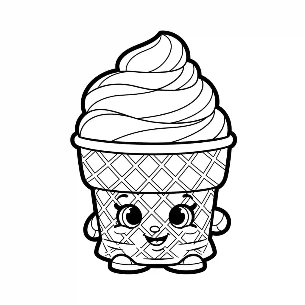 Shopkins Kleurplaat van Shopkins met een vrolijk en creatief thema om in te kleuren.