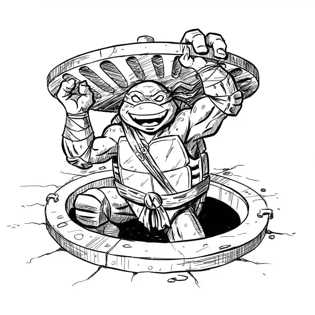 Tienermutante ninjaschildpadden Kleurplaat van tienermutante ninjaschildpadden met een avontuurlijk en speels thema om in te kleuren.