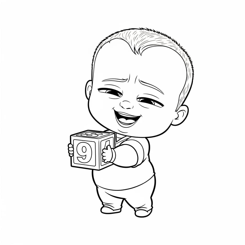 Boss Baby Leuke zwart-wit tekening van Boss Baby om zelf in te kleuren.