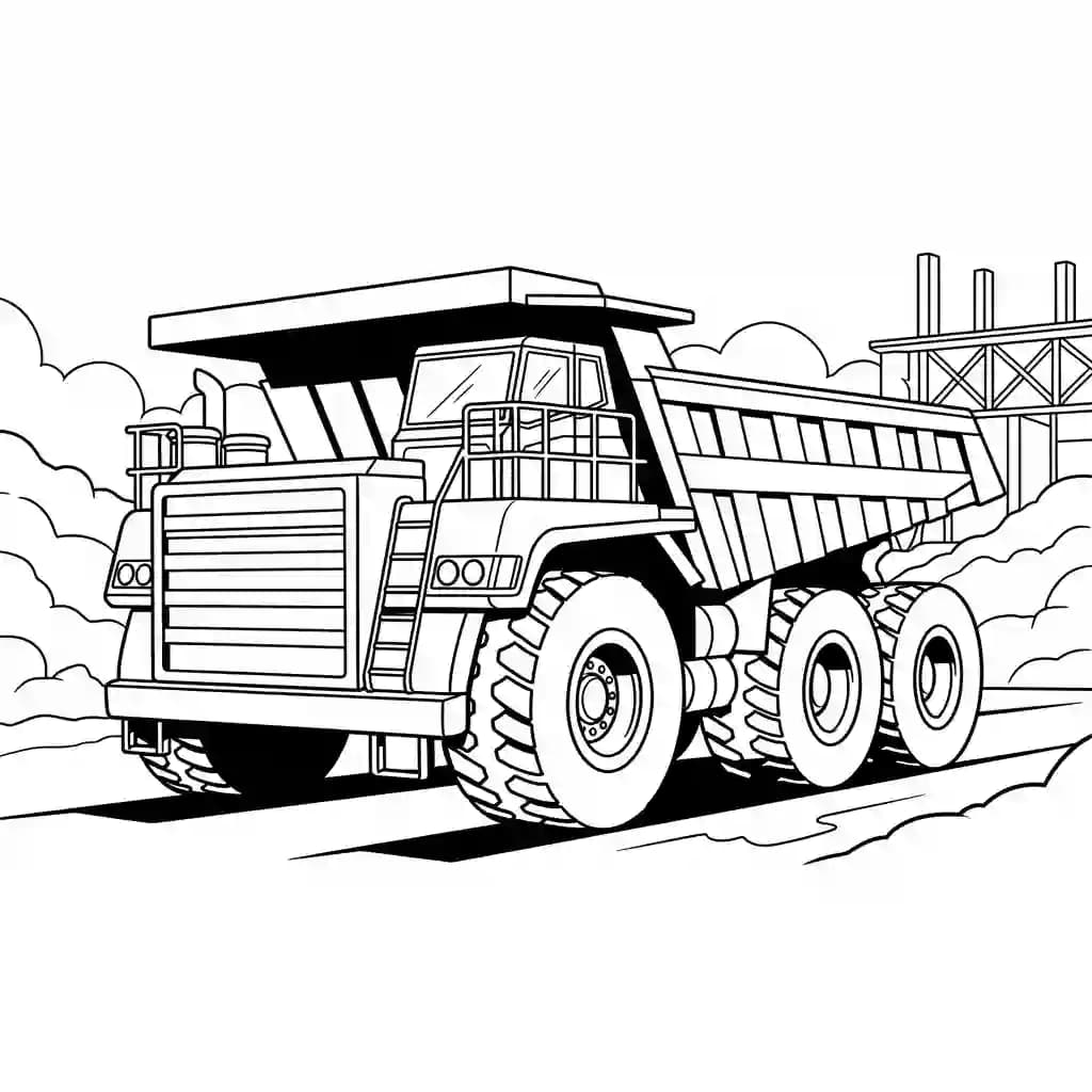 Vrachtwagen Kleurplaat van een vrachtwagen om zelf creatief in te kleuren.