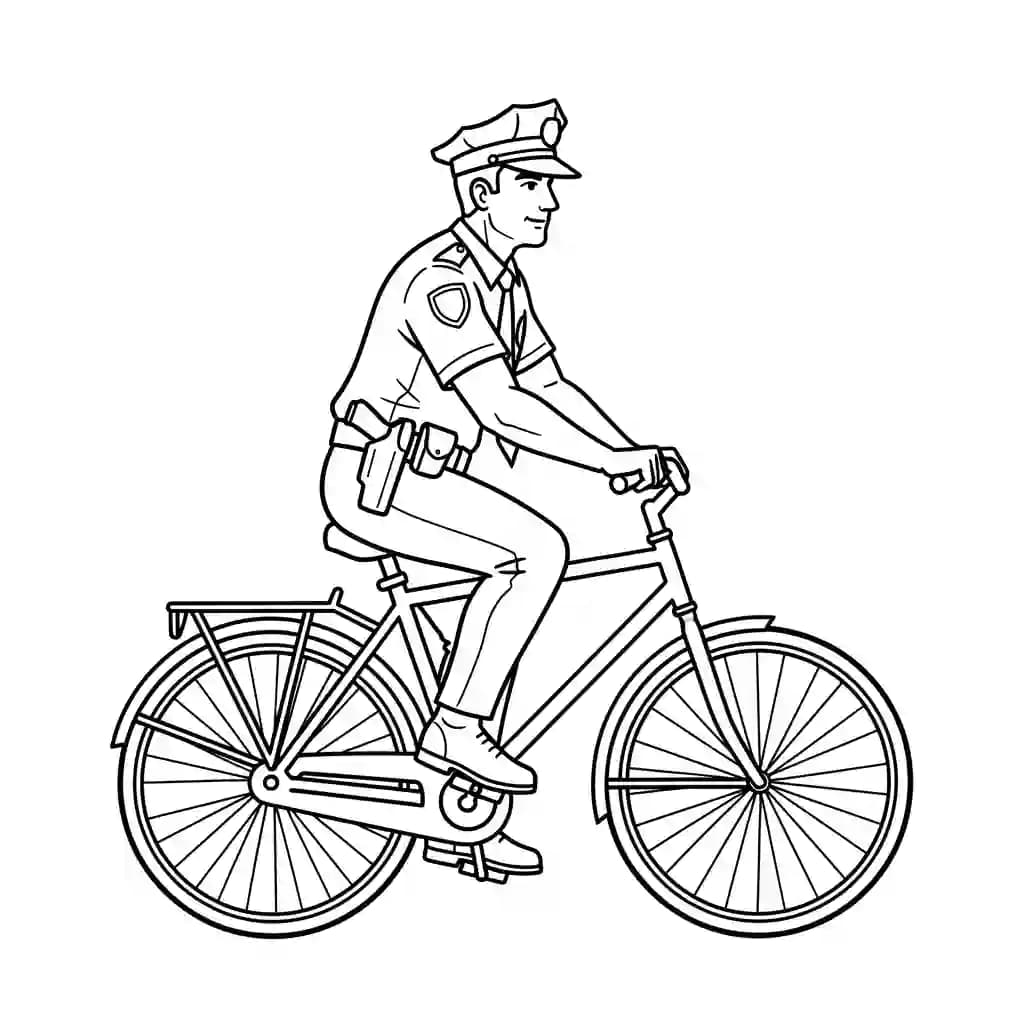 Politie Kleurplaat van de politie met een stoer en herkenbaar thema om zelf in te kleuren.