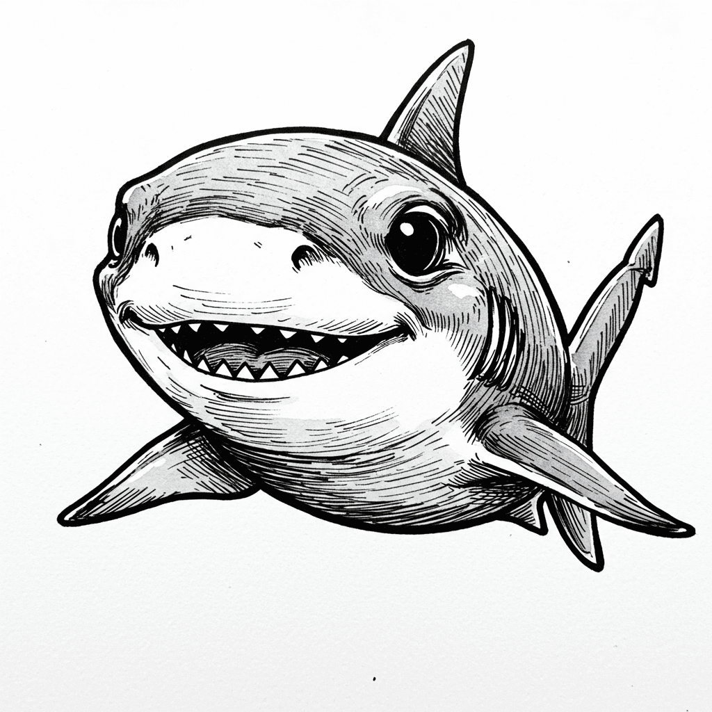 Haai Leuke kleurplaat van een Haai om thuis te printen en in te kleuren.
