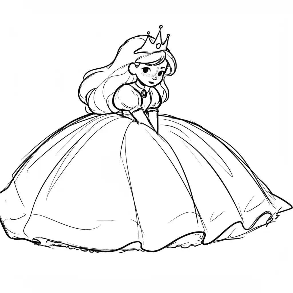 Prinses met kroon Kleurplaat van een prinses met kroon uit de categorie Prinsessen om in te kleuren.