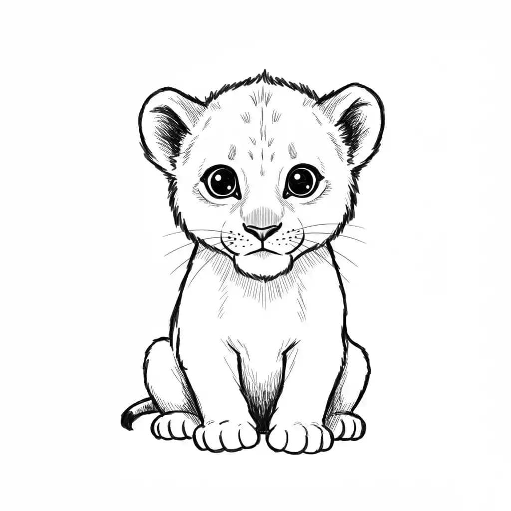 Lion King Kleurplaat van Lion King met een avontuurlijk savanne-thema om in te kleuren.