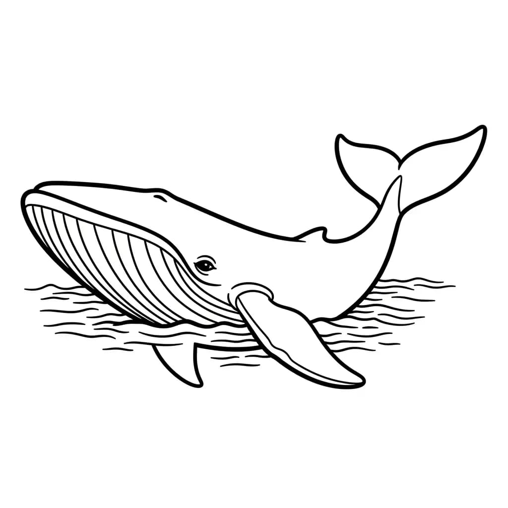 Walvis Kleurplaat van een Walvis die kinderen en volwassenen creatief kunnen inkleuren.