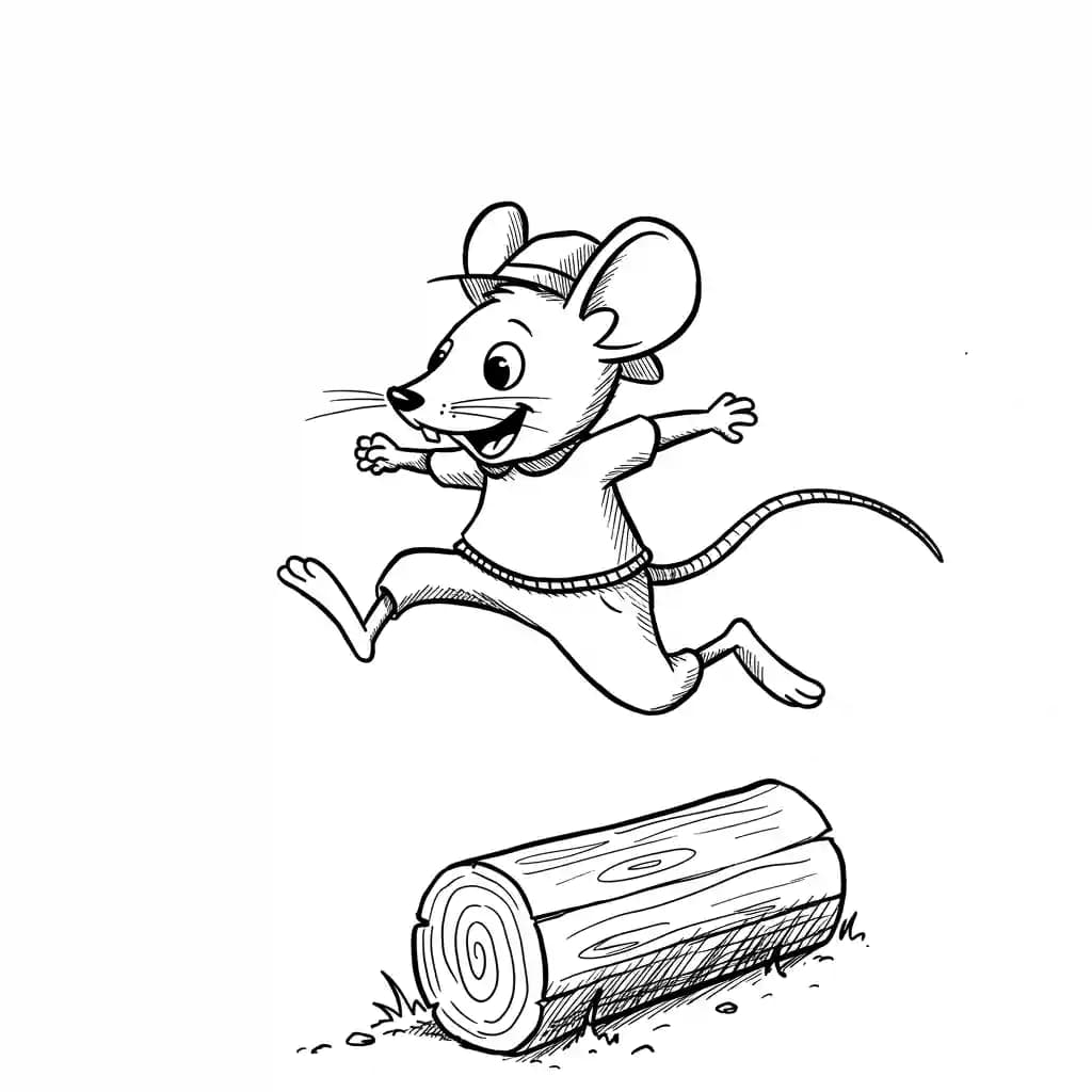 Muis Kleurplaat van een schattige muis die ideaal is om in te kleuren door kinderen en volwassenen.