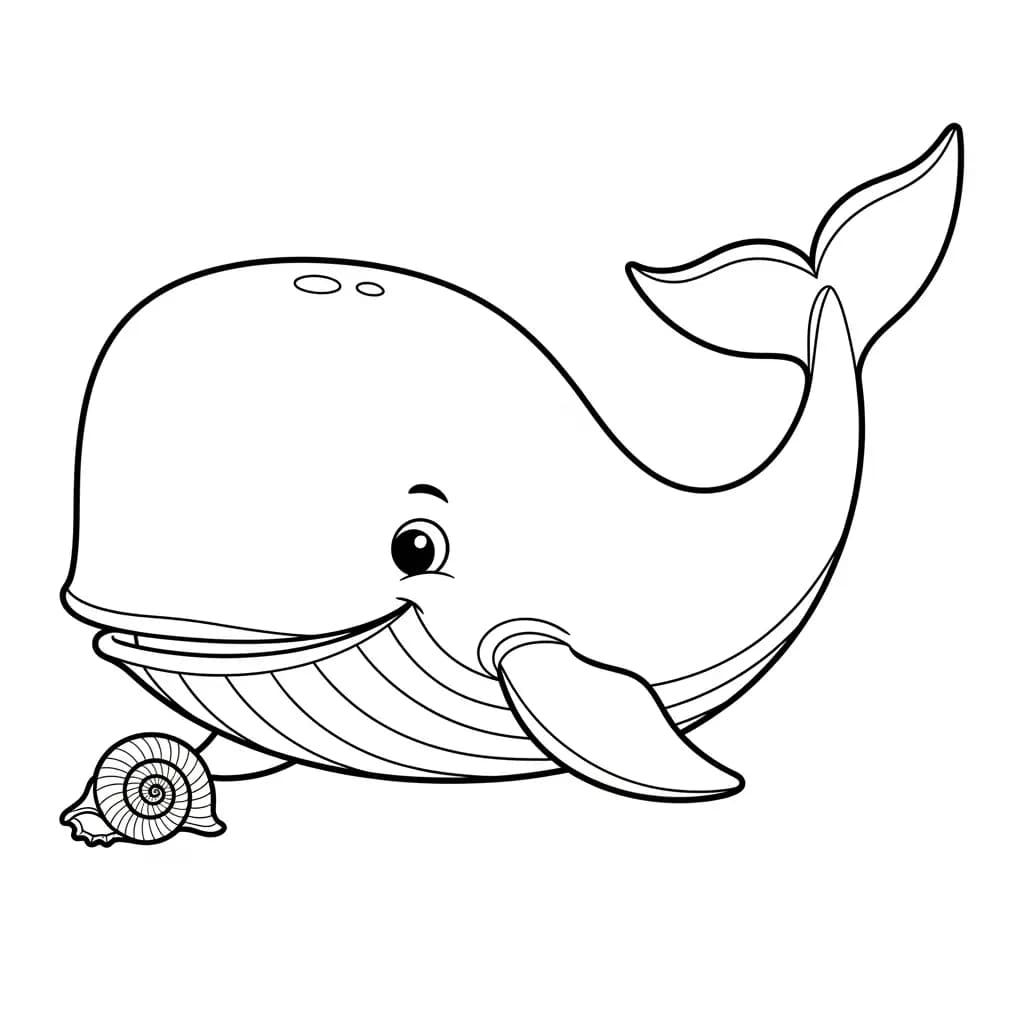 Walvis Kleurplaat van een Walvis die kinderen en volwassenen creatief kunnen inkleuren.