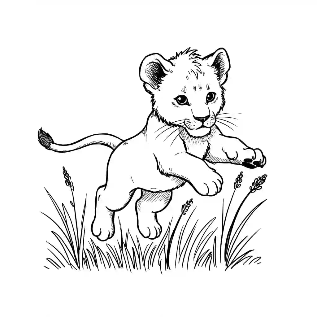 Lion King Gratis kleurplaat van Lion King met vrolijke savannefiguren om in te kleuren.